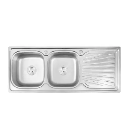 Double bowl sink with drainboard